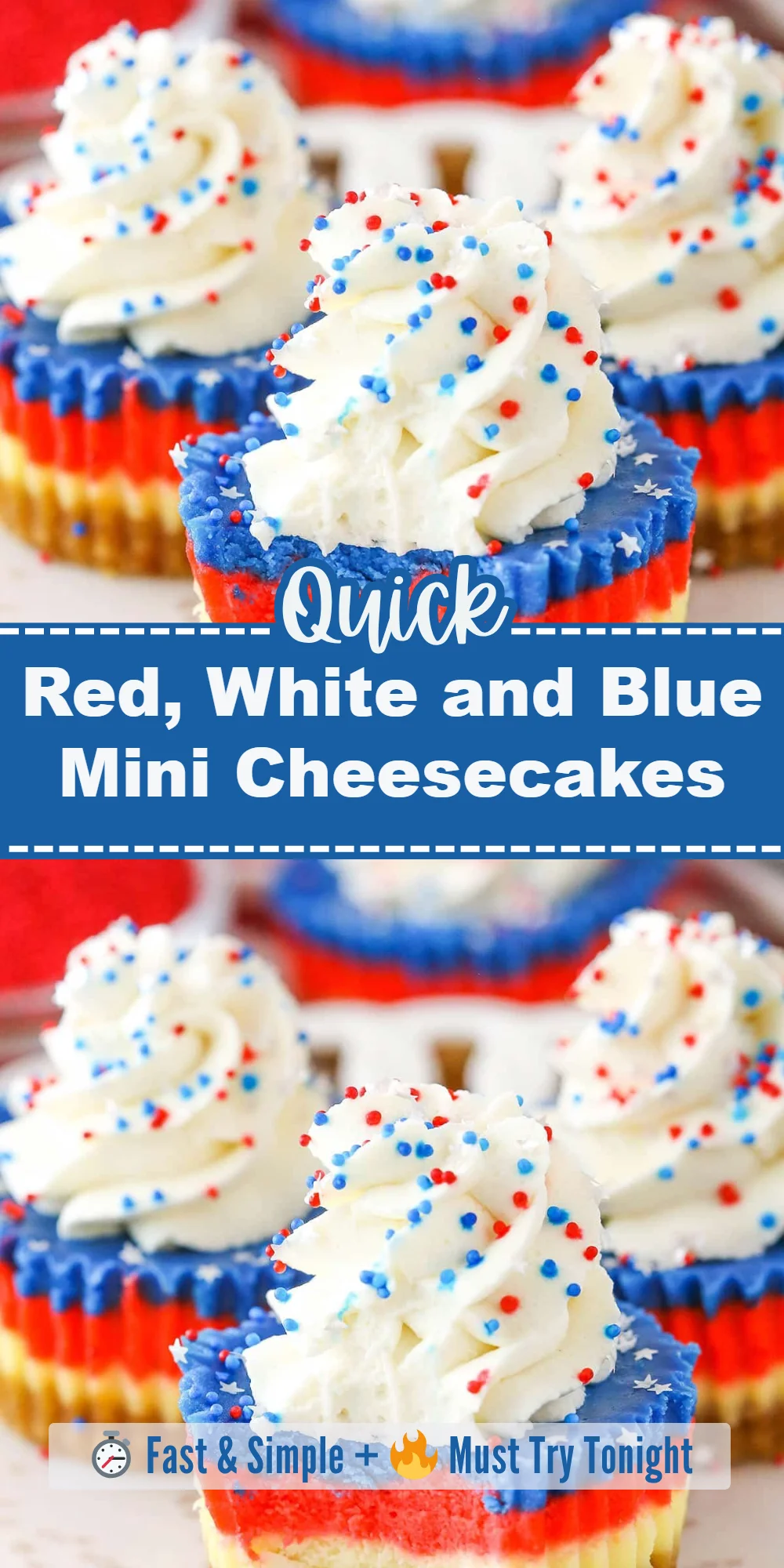 Red, White and Blue Mini Cheesecakes