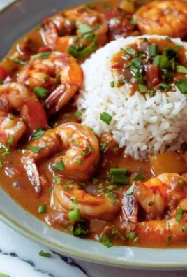 Delicious Shrimp Étouffée served in a bowl with rice and herbs