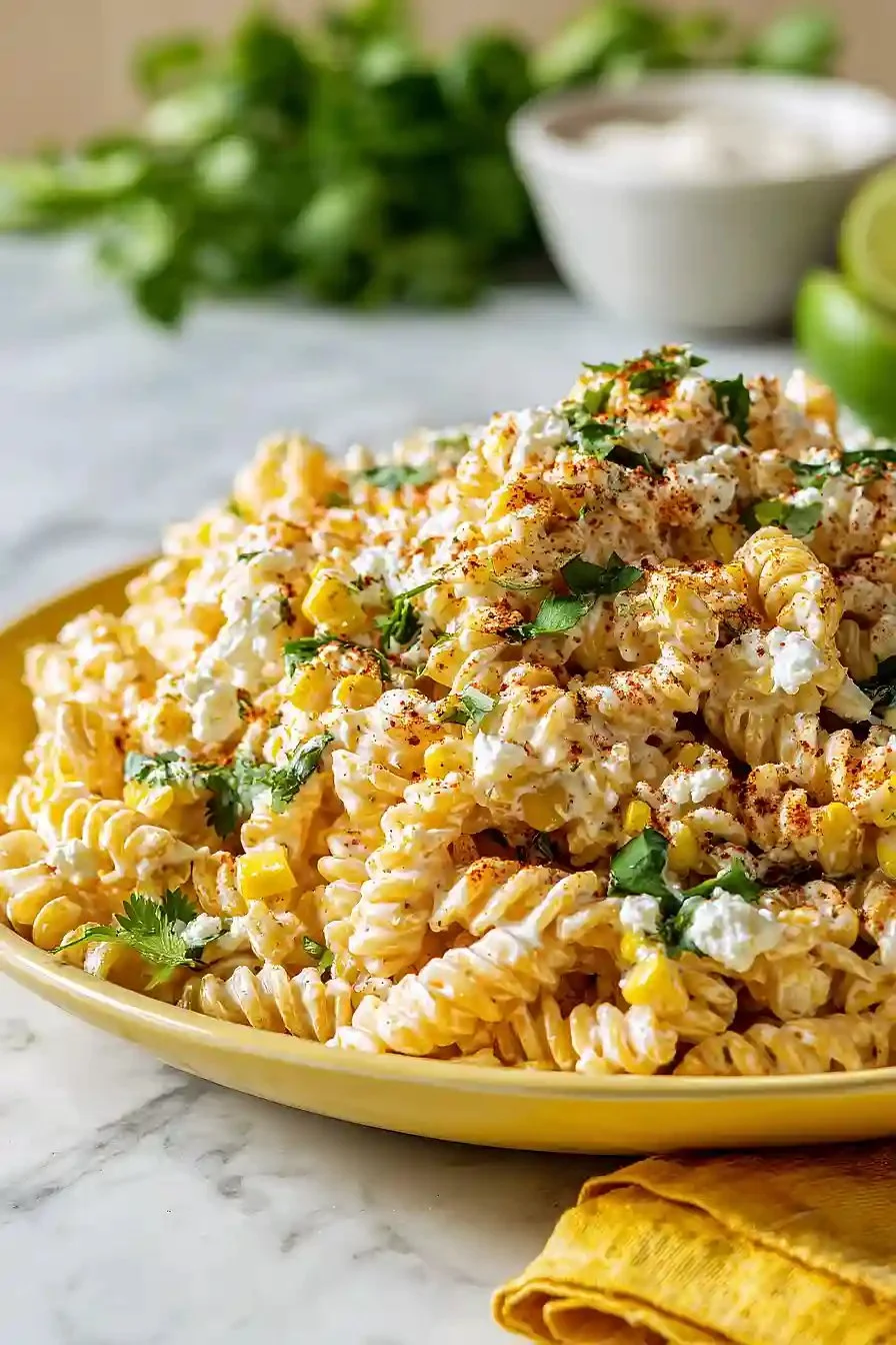 Tasty Elote Pasta Salad with Greek Yogurt - moanaskitchen