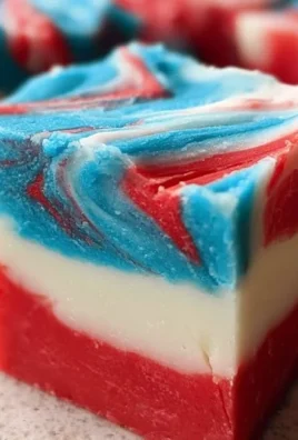 4th of July white chocolate fudge decorated with red, white, and blue sprinkles