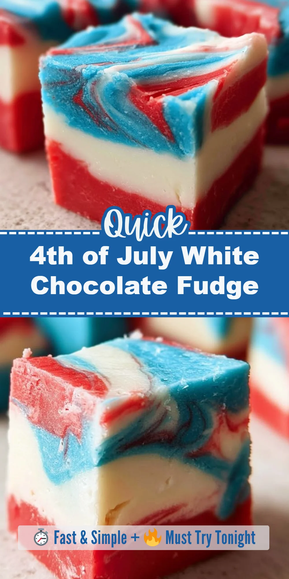4th of July White Chocolate Fudge