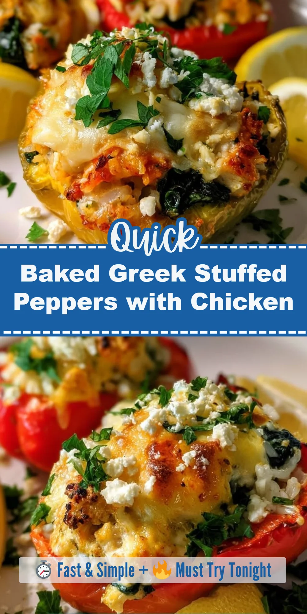 Baked Greek Stuffed Peppers with Chicken