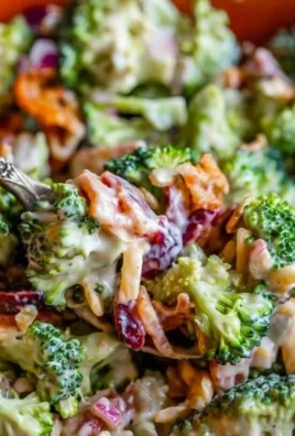 Delicious and healthy broccoli salad with fresh ingredients