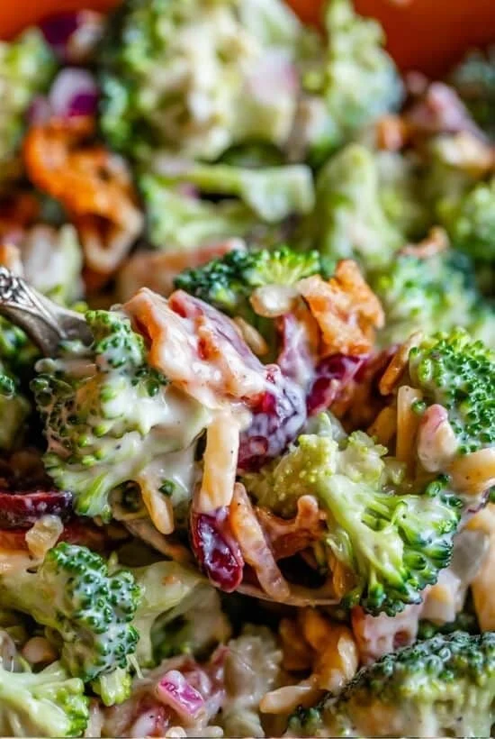 Delicious and healthy broccoli salad with fresh ingredients