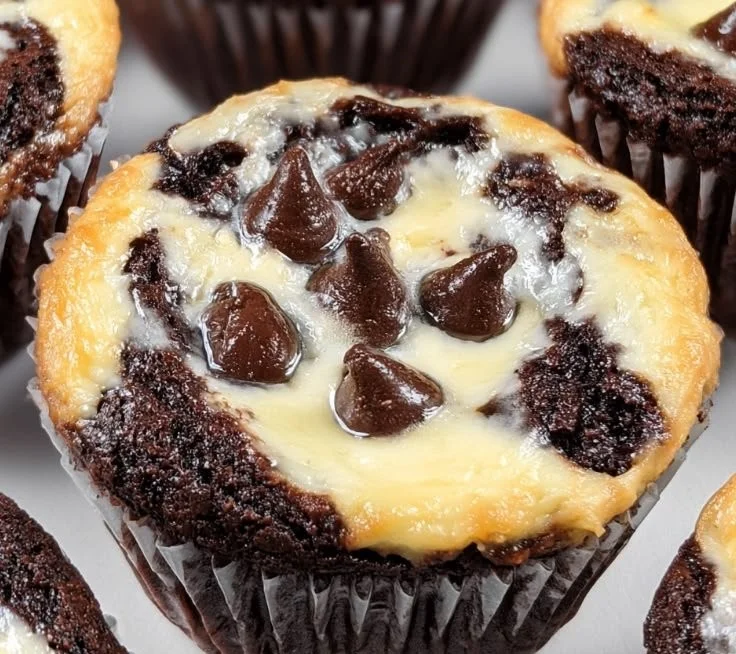 Delicious Black Bottom Cupcakes with chocolate and cheesecake filling