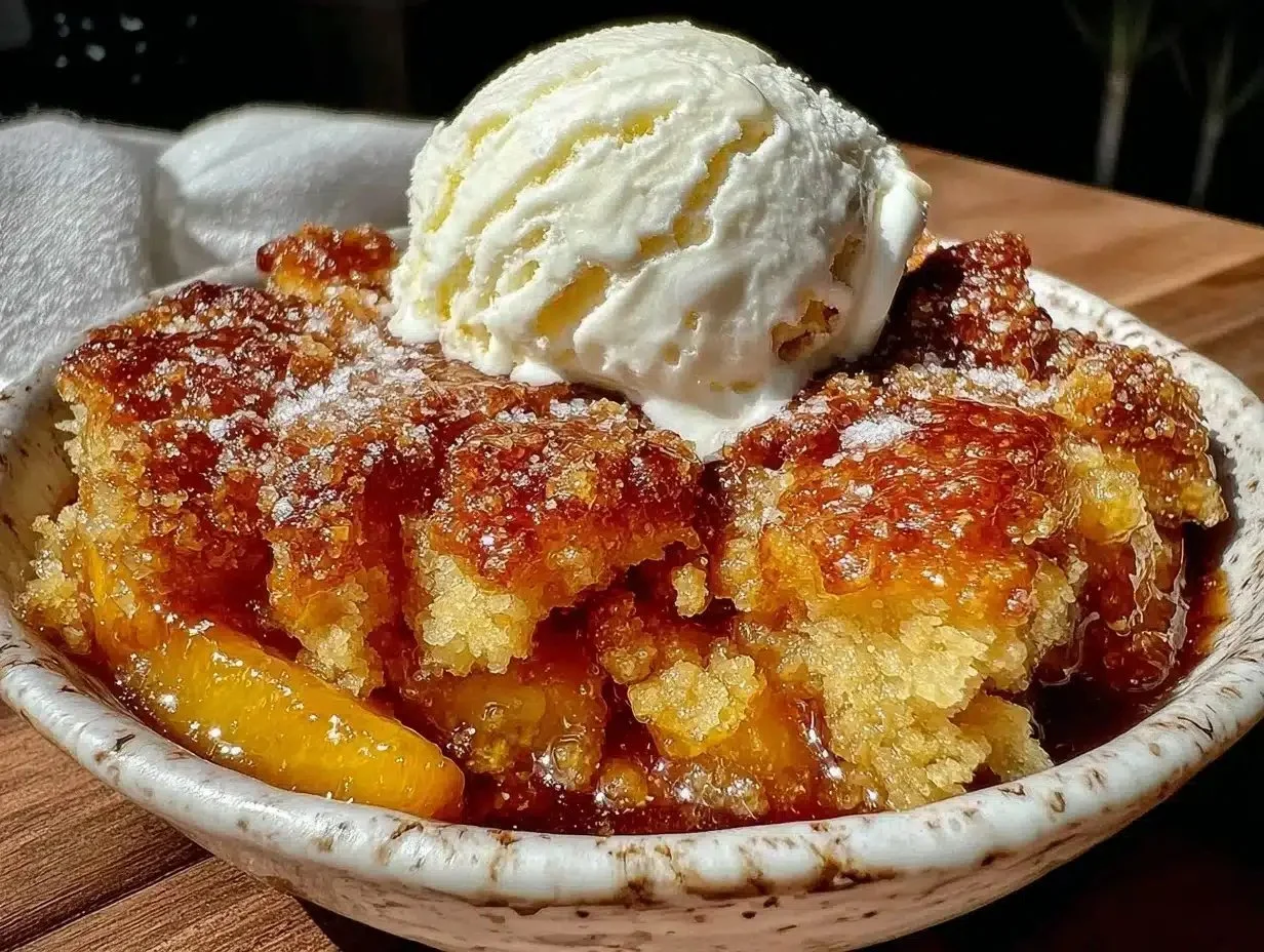 Brown Butter Peach Cobbler Recipe: Easy Perfect Summer Dessert with Vanilla Ice Cream