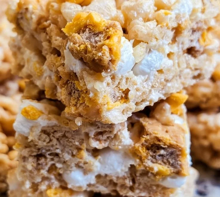 Delicious Butterfinger Krispie Treats ready to be served
