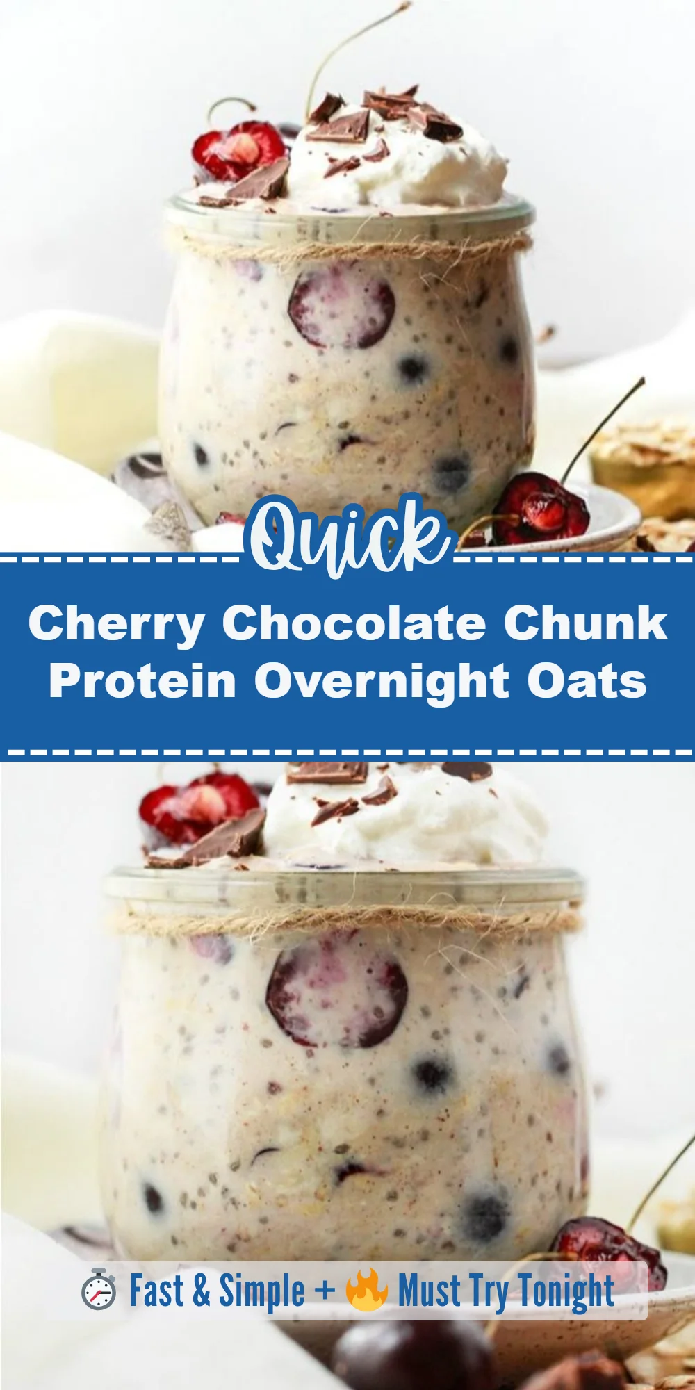 Cherry Chocolate Chunk Protein Overnight Oats