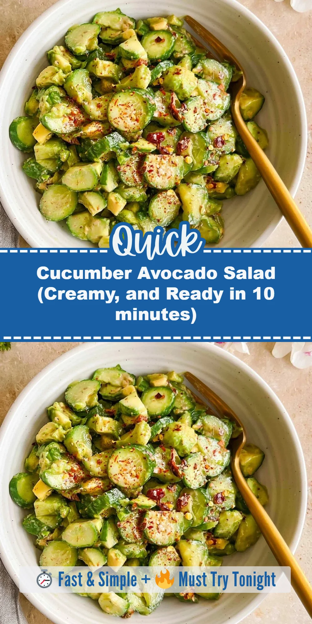 Cucumber Avocado Salad (Creamy, and Ready in 10 minutes)