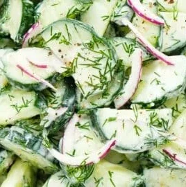 Cucumber Dill Salad with fresh ingredients in a bowl
