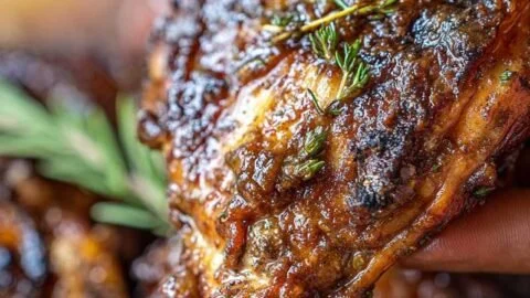 Easy homemade jerk chicken marinade in a bowl with fresh herbs and spices
