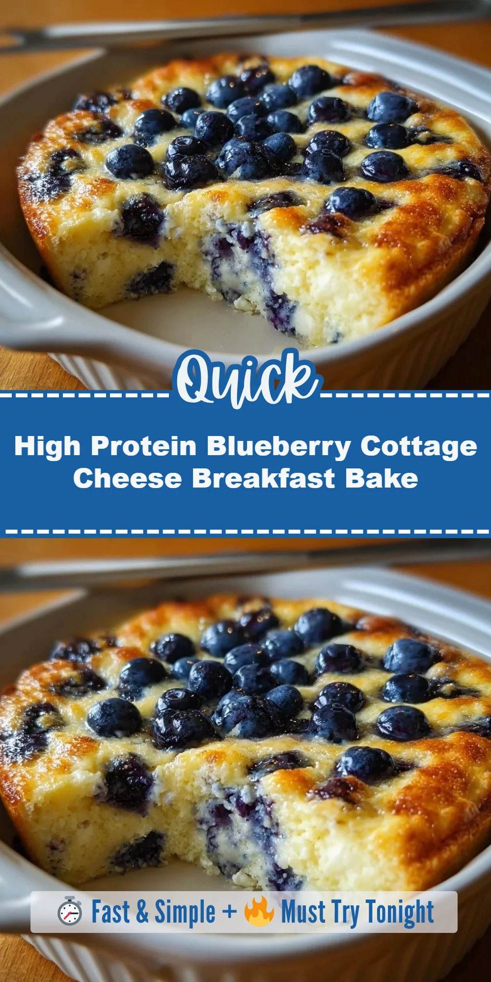 High Protein Blueberry Cottage Cheese Breakfast Bake