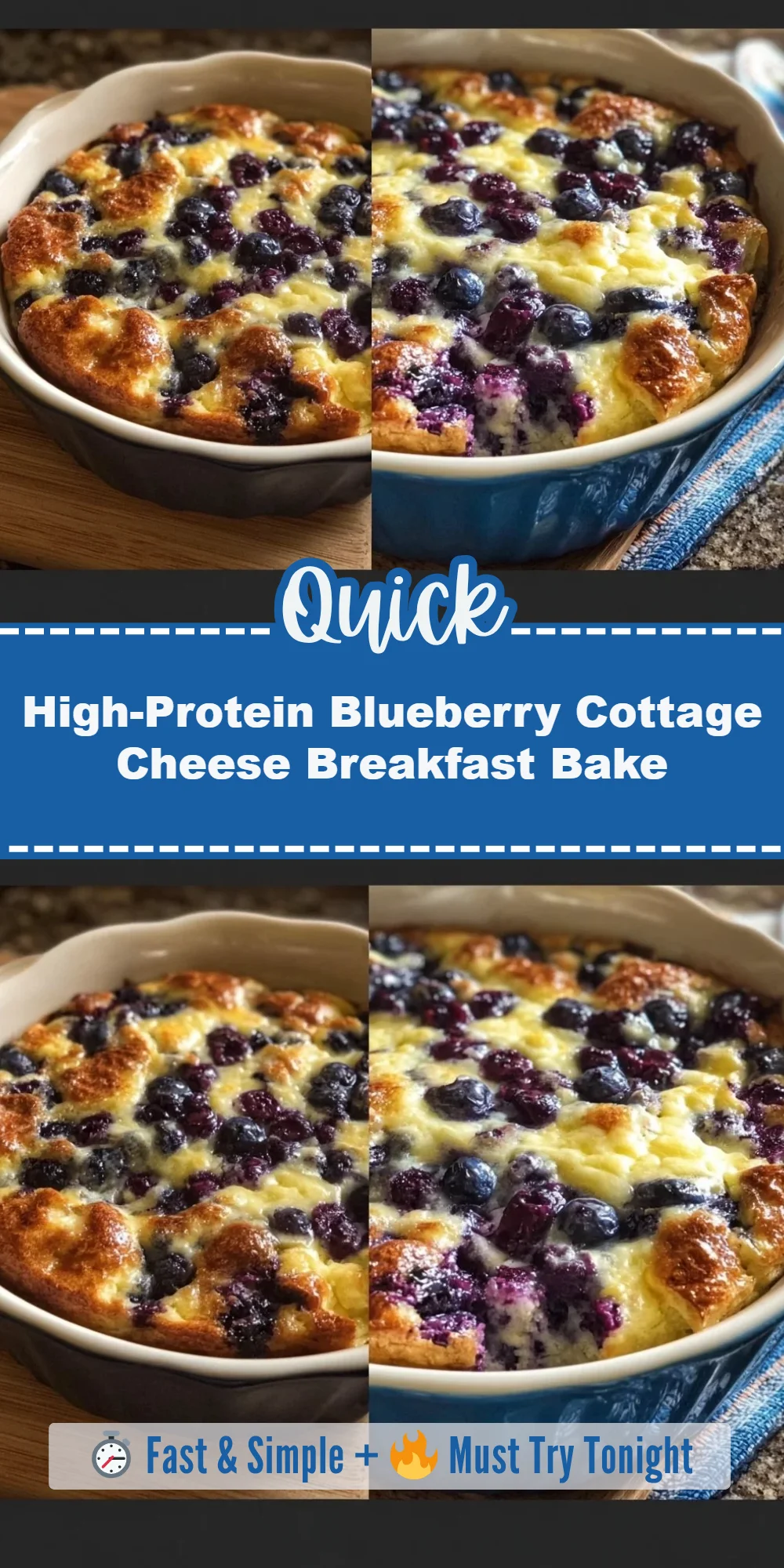 High-Protein Blueberry Cottage Cheese Breakfast Bake