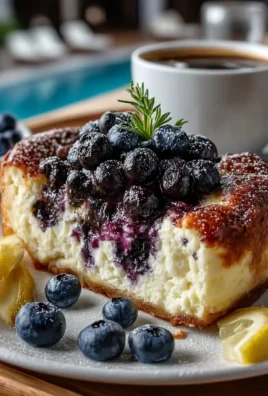 Delicious high-protein lemon blueberry breakfast bake with cottage cheese