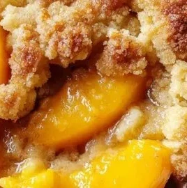 Delicious homemade peach cobbler baked with fresh peaches and a buttery crust.