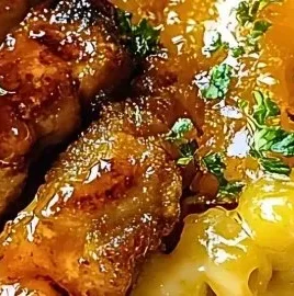 Delicious Hot Honey Chicken served with creamy Mac and Cheese