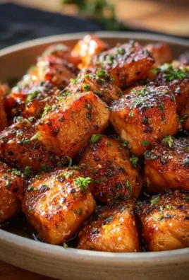 Hot honey salmon bites served on a platter with garnishes