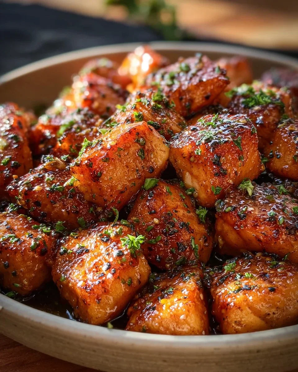 Hot Honey Salmon Bites