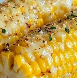 Delicious Garlic Parmesan Corn on the Cob served on a plate