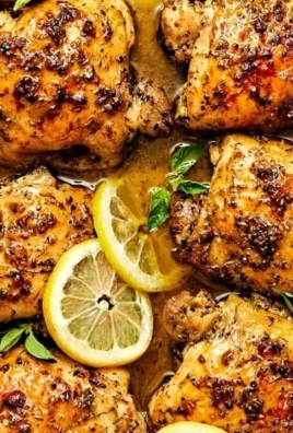 Juicy lemon chicken dish garnished with fresh herbs