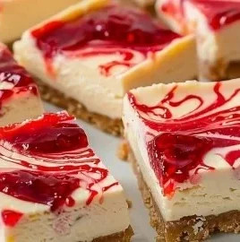 Delicious strawberry cheesecake bars with a crumbly crust and fresh strawberries