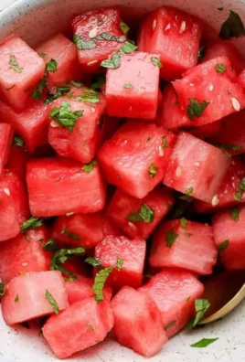 Fresh Watermelon Mint Salad with vibrant watermelon and mint leaves