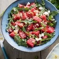 Watermelon Salad with Arugula, Feta, & Fresh Herbs
