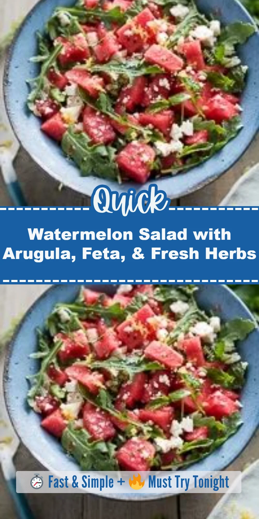 Watermelon Salad with Arugula, Feta, & Fresh Herbs